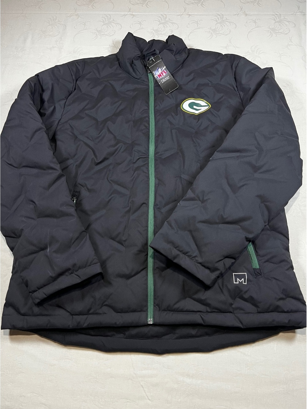 NEW MSX by Michael Strahan Green Bay Packers Black Quilted Jacket Size Large